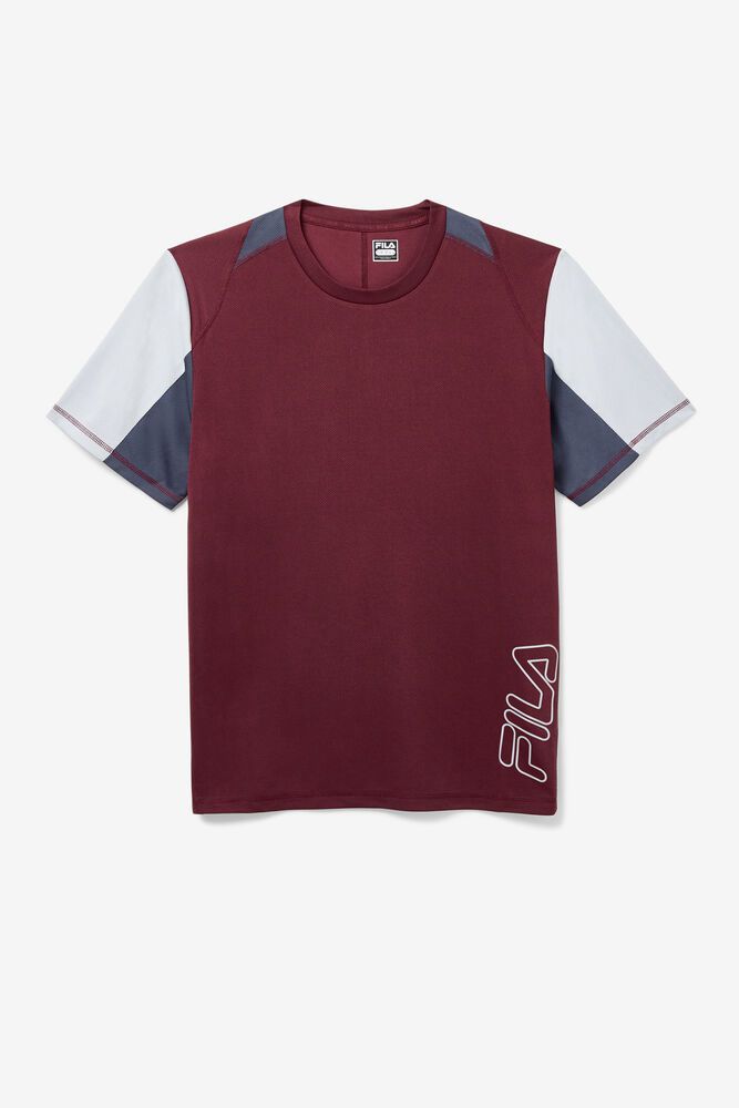 Fila T-Shirt Hamza Crew Mens Burgundy - India TAZ-082435